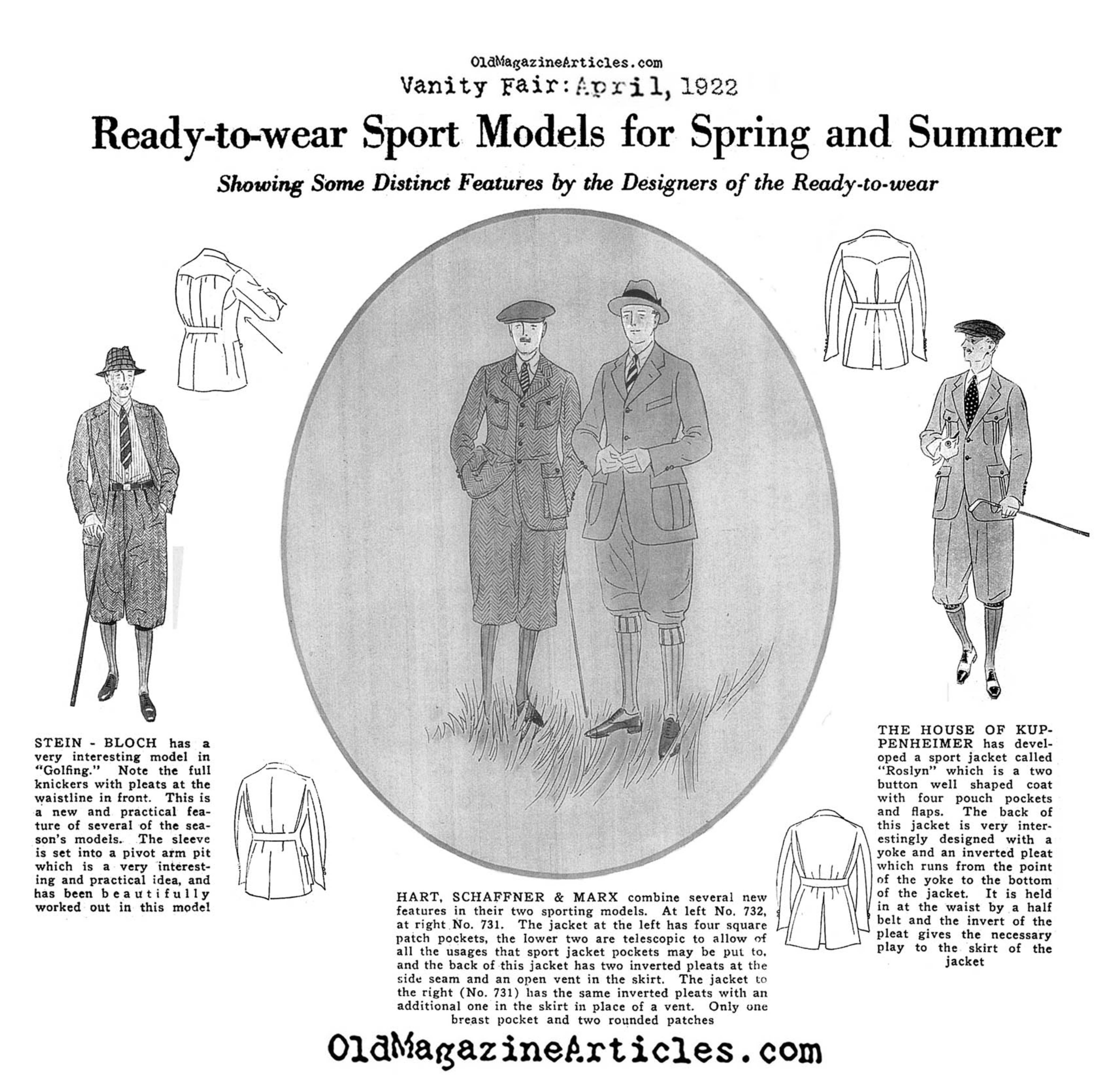 Men's Golf Suits of 1922  (Vanity Fair Magazine, 1922)